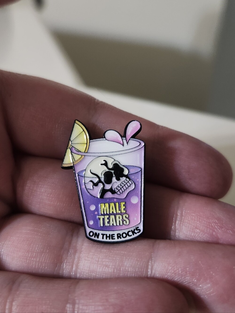 Male Tears Enamel Pin - Purple Novelty Lapel Pin